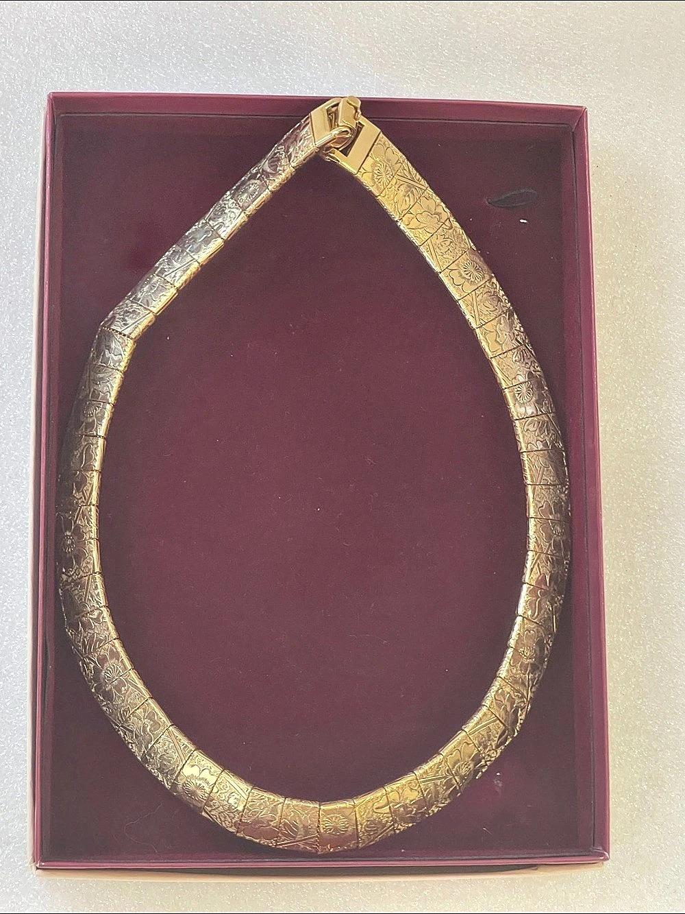 Gold-Tone Floral Engraved Necklace